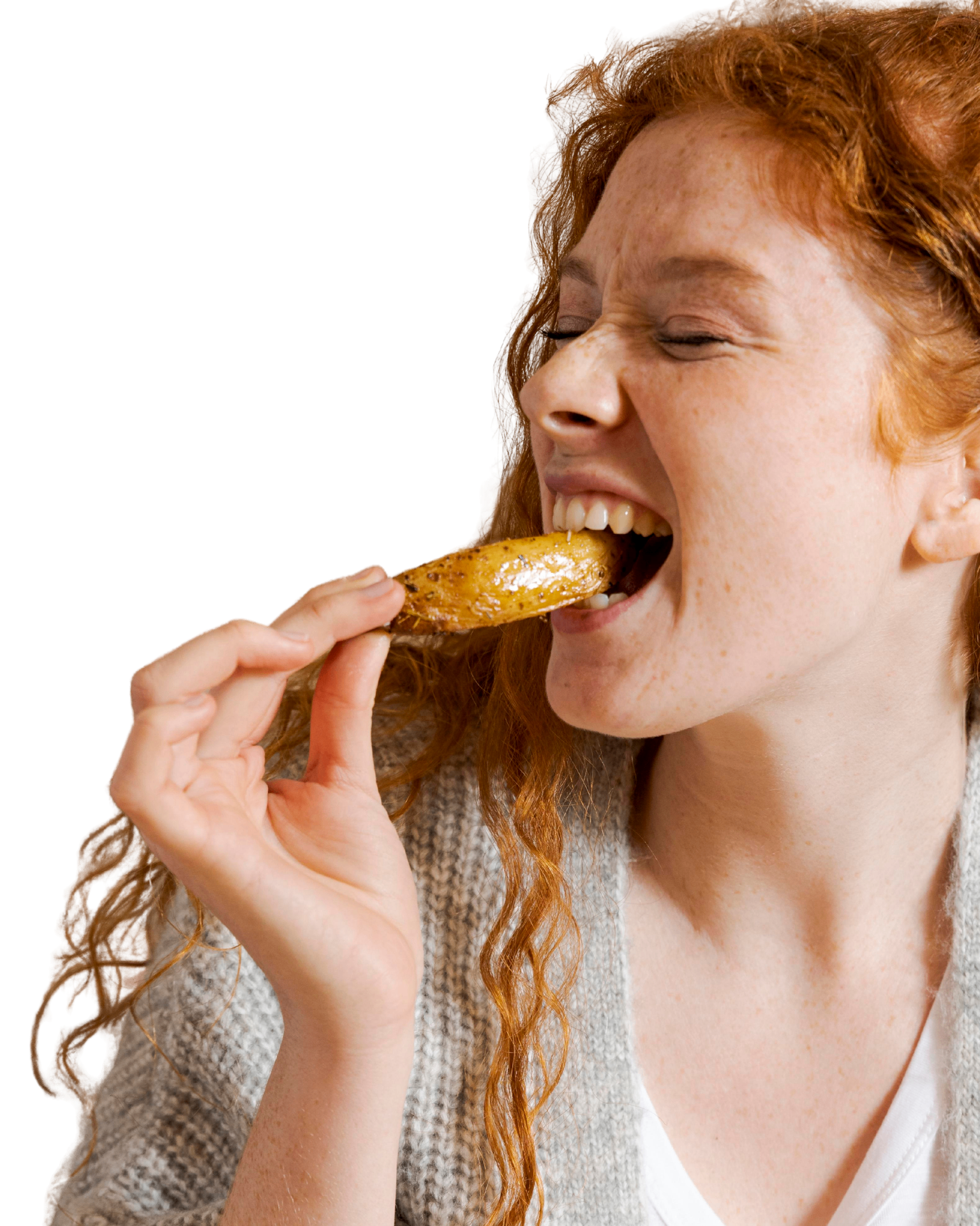 Guest enjoying Anthony's fried chicken
